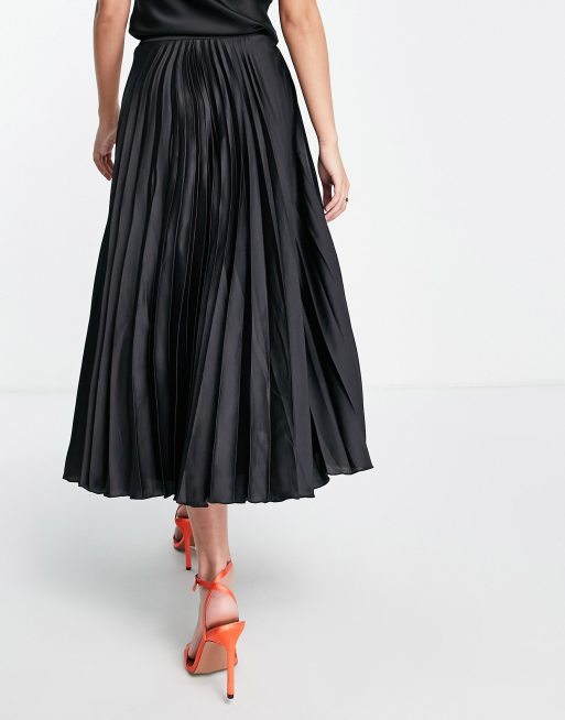 ASOS DESIGN pleated midi skirt in black