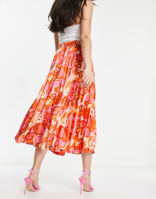 Pink pleated skirt on sale asos