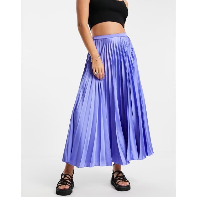 Cornflower blue shop pleated skirt