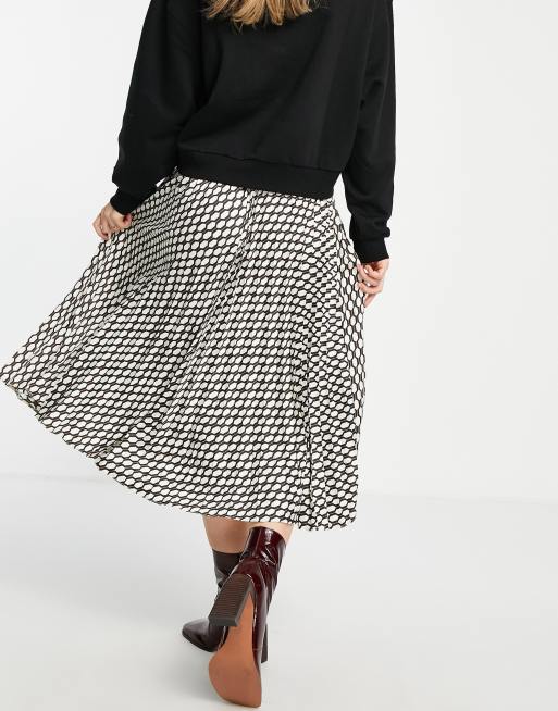 Satin pleated midi outlet skirt grey