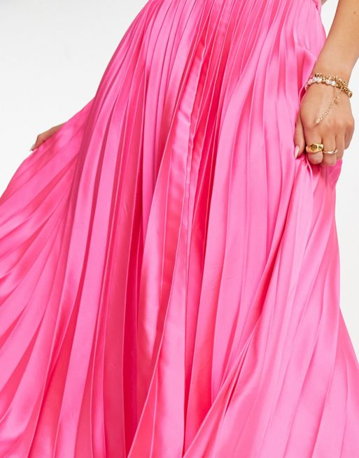 ASOS DESIGN pleated mini skirt in cerise pink