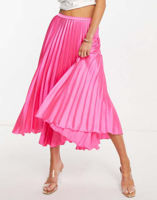 Pink pleated outlet skirt asos