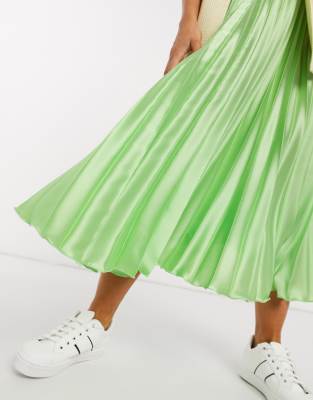 asos green pleated skirt