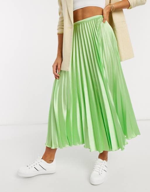 Asos green pleated midi clearance skirt