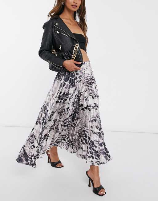 Asos animal print 2025 pleated midi skirt