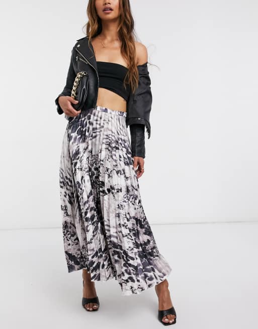 Asos animal print shop pleated midi skirt