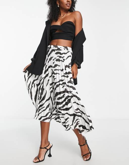 Pleated midi 2024 skirt print