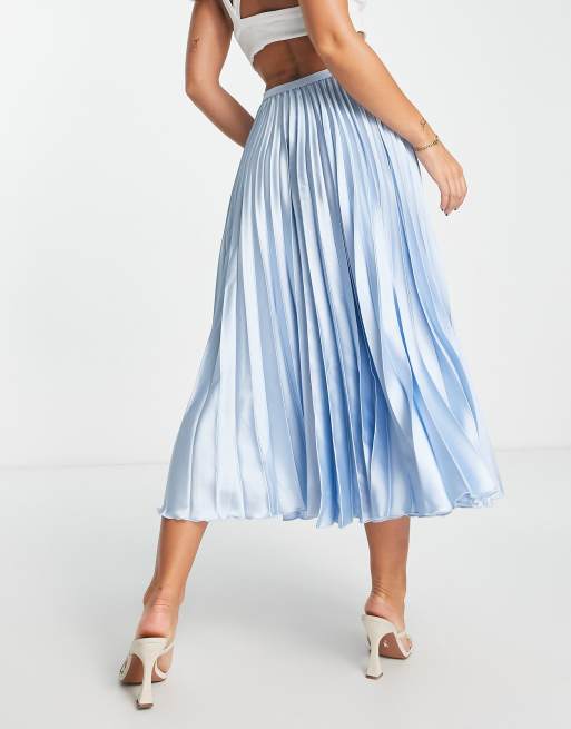 Pleated midi skirt light blue hotsell