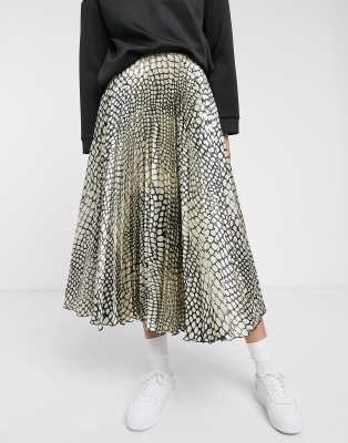 snake print satin skirt