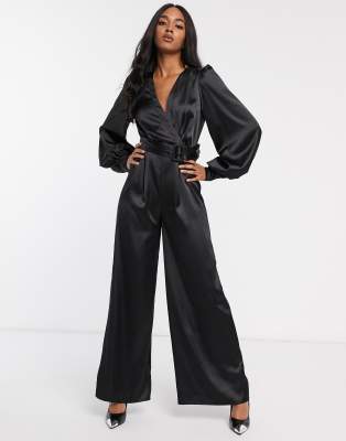 satin plunge jumpsuit