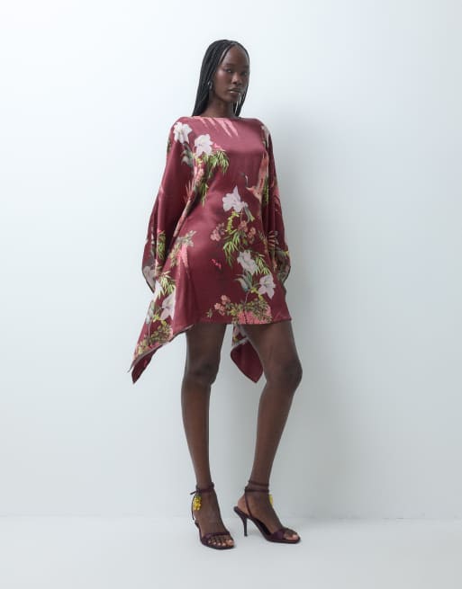 poncho dress design ASOS satin mini in floral print color:informational Summer Chiffon Dresses for sew a dress Green and festival accessorizing