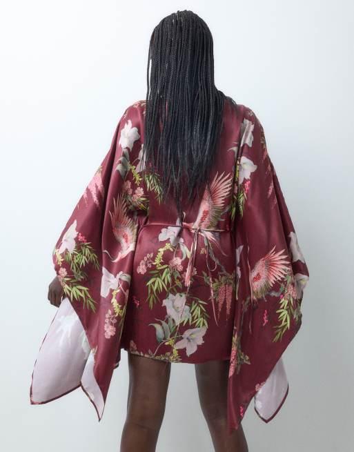 ASOS DESIGN satin poncho minikjole med blomsterprint, 2 af 4