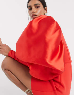 asos red silk dress