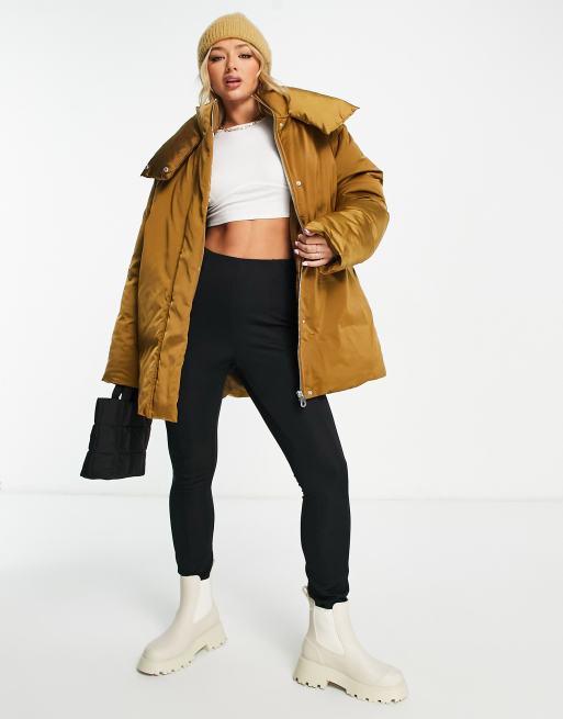 Satin puffer coat online