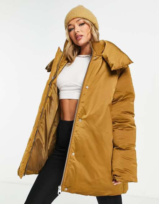 Burnt orange puffer best sale jacket women's