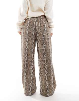 パンツ Snake Print Nylon Open Hem Pants sfs Snake Print Nylon Open Hem Pants（ASOS DESIGN satin pull-on