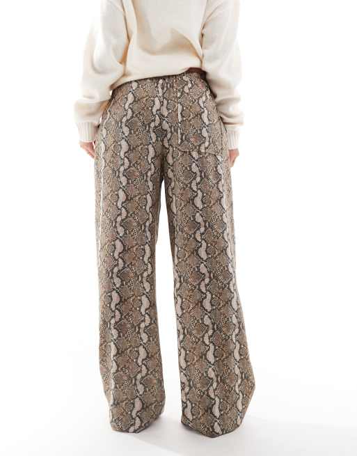 ASOS DESIGN satin pull-on pants in snake print | ASOS