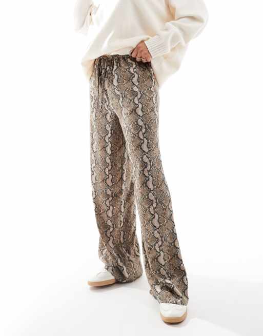 ASOS DESIGN satin pull-on pants in snake print | ASOS