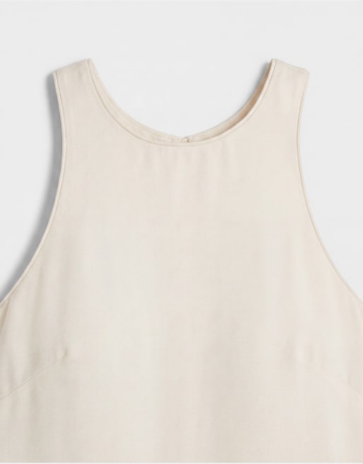 ASOS DESIGN satin racer neck maxi dress in ivory, 8 of 9