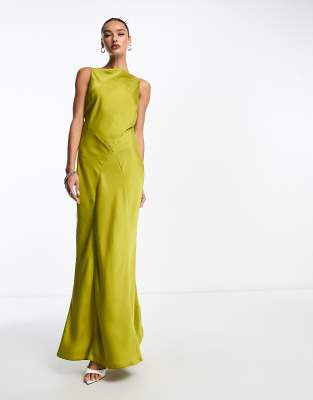 satin racer dress ASOS Design - Satin Racer Neck Maxi Dress - Women - Viscose - 12 US