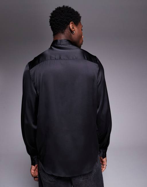 ASOS DESIGN satin regular shirt with tie neck and blouson volume sleeve, 4 of 4