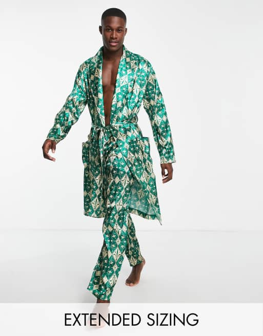 ASOS DESIGN satin robe with print