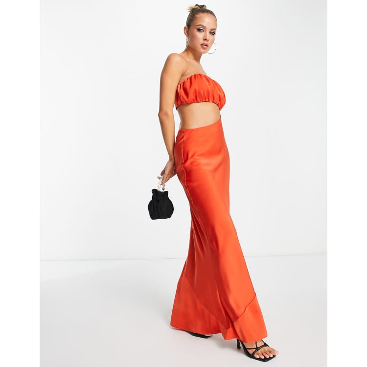 Asos orange satin dress sale