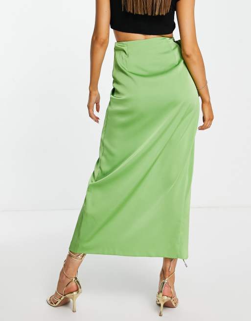 Green maxi hotsell wrap skirt