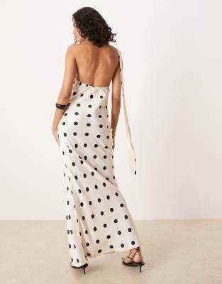 Asos Design Satin Scarf Corsage Maxi Dress In Multi