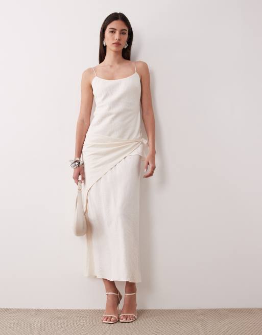 asos satin cami maxi dress ASOS DESIGN satin scarf detail cami maxi dress in cream