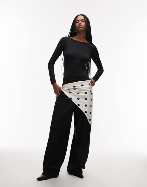 ASOS DESIGN – Satin-Schal in Cremeweiß mit Polka Dots - view 1