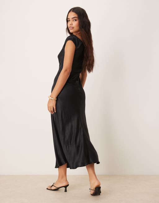 asos design scoop back bias cut satin maxi dress ASOS DESIGN scoop neck bias cut maxi dress in champagne