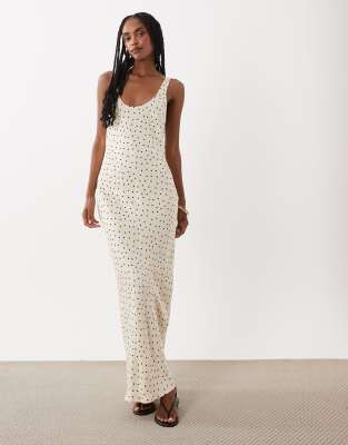 Asos Design Satin Scoop Neck Bias Maxi Dress In White
