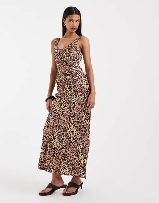 ASOS DESIGN satin scoop neck cami top in leopard print, 2 of 5