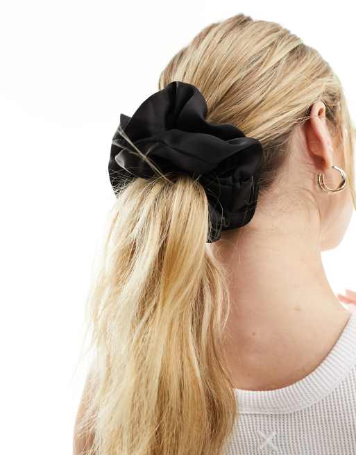 ASOS DESIGN satin scrunchie in black