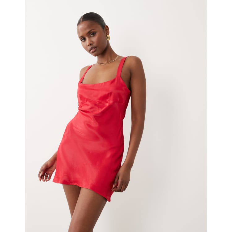 red mini slip dress ASOS Design - Mini Slip Dress - Women - Viscose/Linen - 4 US