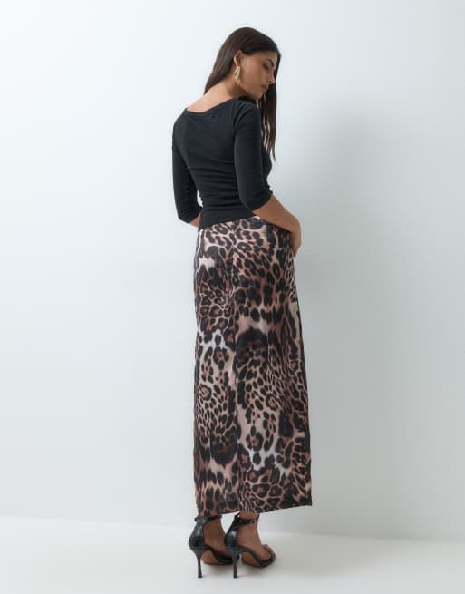 ASOS DESIGN satin set midi skirt in leopard print, 5 of 5
