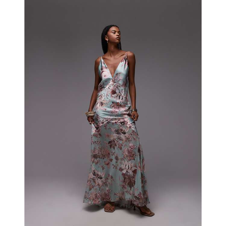 Floral Grey Slit Dress Berylove Women Grey Green Maxi Bridesmaid Dress With  Slit Sheath