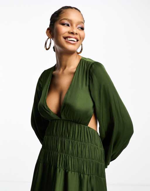 pine green dress Martina Jersey Long Dress In Pine-Green – Rhea Costa main image 1