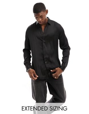 ASOS DESIGN satin shirt in black  - ASOS Price Checker
