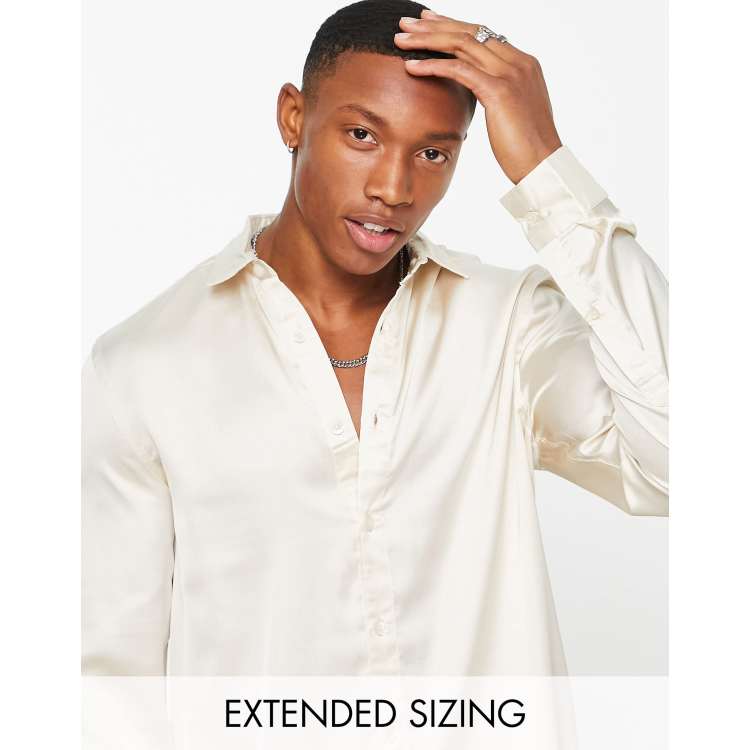 ASOS DESIGN longline oversized satin shirt in copper