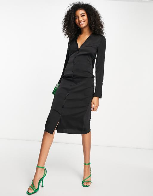 Satin shirt hot sale midi dress