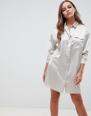 satin shirt dress