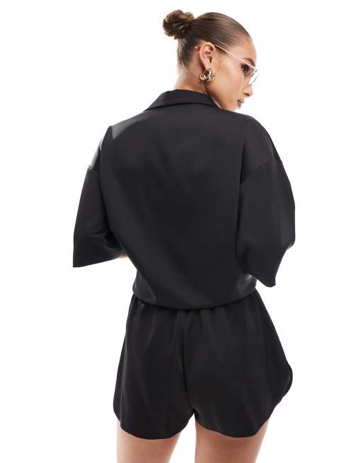 ASOS DESIGN satin short in black - part of a set