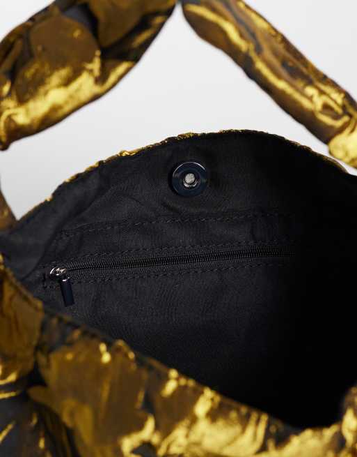 ASOS DESIGN satin shoulder bag with knot handle in jacquard, 3 of 4