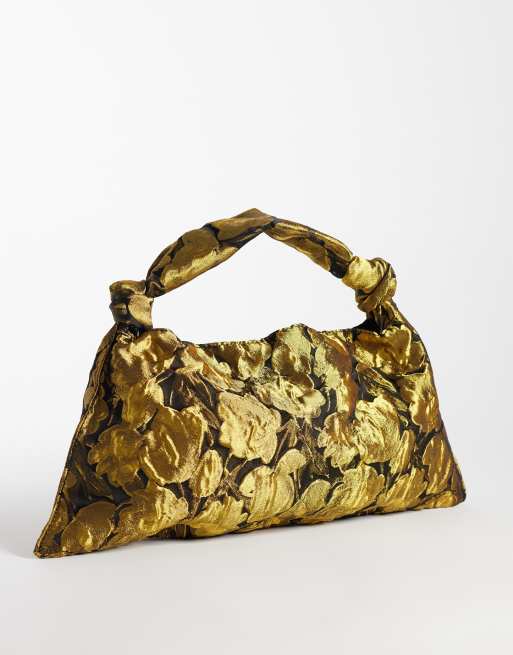 ASOS DESIGN satin shoulder bag with knot handle in jacquard, 4 of 4