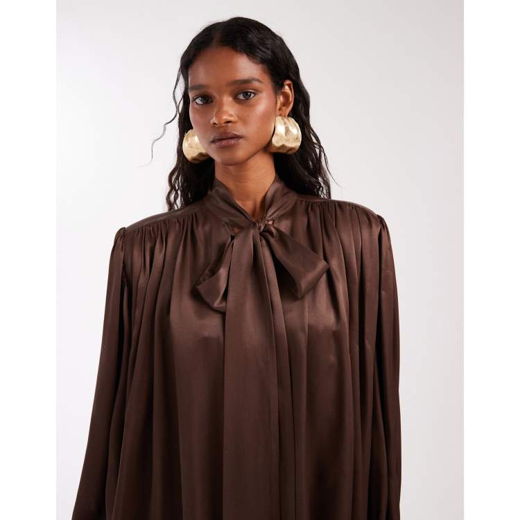 【mame】Draped Sleeves Komon Tops - brown mame】Draped Sleeves Komon Tops - brown 【公式通販】