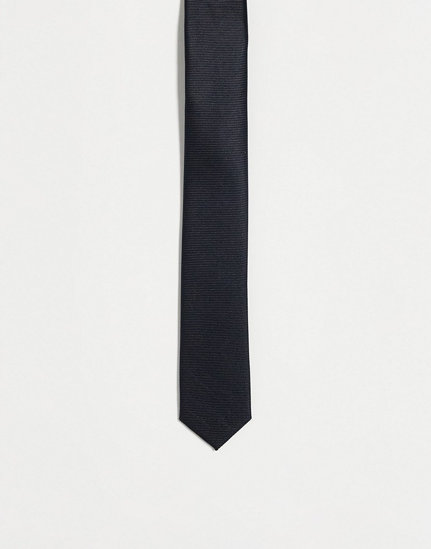 satin skinny tie in black