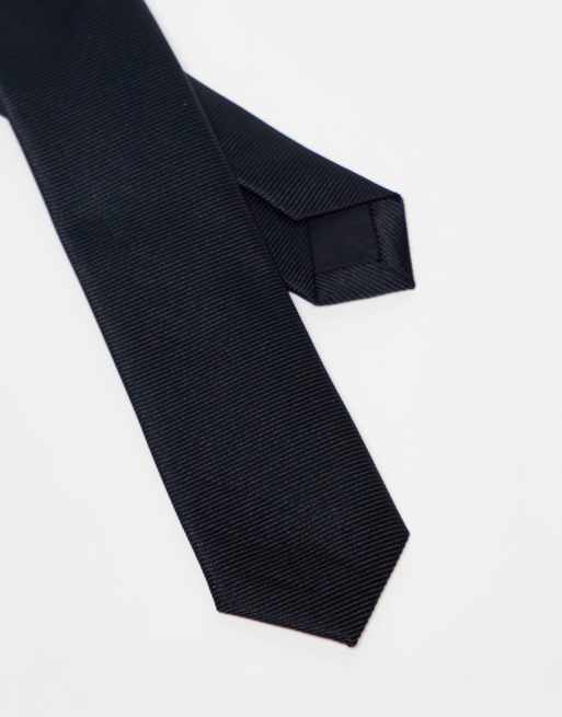 ASOS DESIGN satin skinny tie in black, 2 of 4
