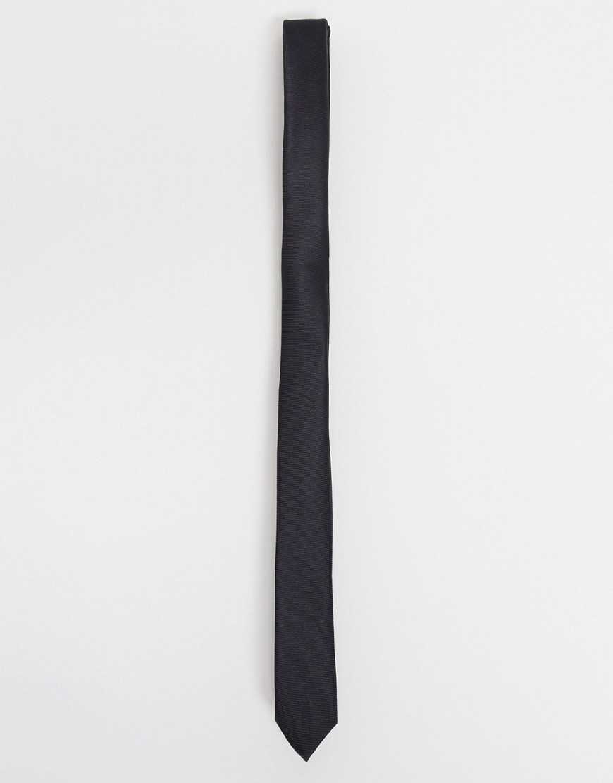 Asos Design Satin Skinny Tie In Black | ModeSens